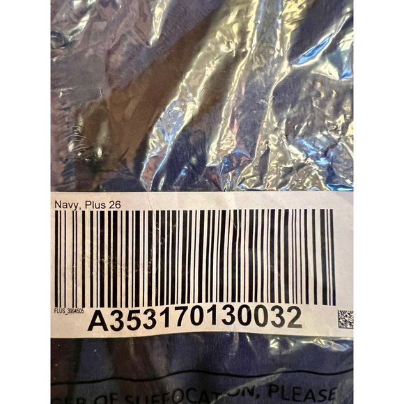 Elizabeth & Clarke Button-Front Tie Collar Top Navy Black A353170 Women Plus 26W - Picture 3 of 3